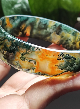 纯天然阜新红油水草玛瑙手镯 高品质收藏级高冰红油 水草飘逸58