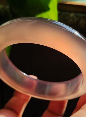 紫烟袅袅 纯天然巴西老料粉紫玛瑙玉髓手镯 高冰显白烟紫色58