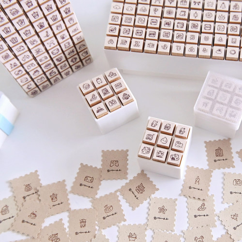 【Bring Q】原创/木质印章/可爱迷你印泥印章手帐M5活页打卡日常 - 图0