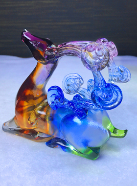 琉璃梅花鹿摆件幸运小鹿工艺品高档家居装饰品客厅酒柜摆设礼物品