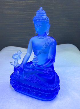 古法琉璃8寸药师佛佛像摆件工艺品藏传家居家用佛堂寺院供奉神像