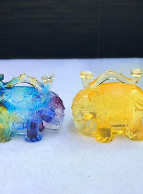 琉璃小象摆件如意大象吉象吉祥物水晶工艺品招财家居装饰品礼物品