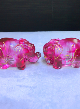 鎏金琉璃大象摆件一对小象工艺品高档家居客厅酒柜玄关办公室装饰