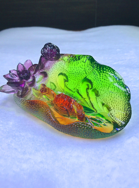 琉璃螃蟹名片夹名片座摆件工艺品高档商务礼品店铺办公室桌面实用