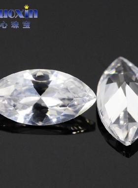 马眼12#白刚玉戒面人造宝石戒面裸石 树叶形白蓝宝镶嵌耳环主石钻