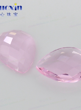 平底粉红色玻璃裸石水滴形戒面