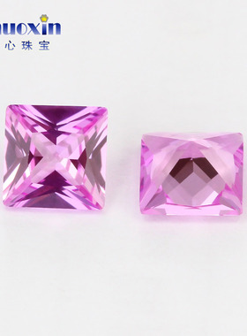 正方直角合成刚玉彩色组合 合成红蓝宝车花公主方可高温蜡镶裸石