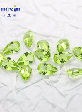 152#梨形果绿色合成纳米裸石 水滴形合成宝石耐高温镶嵌散珠