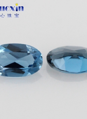 蛋形天然伦敦蓝托帕石裸石戒面 旦形椭圆形原石彩色黄玉彩宝DIY