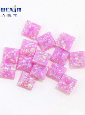 正方直角形粉紫色欧泊裸石 平底素面欧泊石宝石合成澳宝OP10
