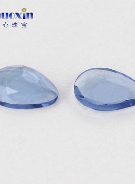 平底刻面梨形坦桑色玻璃裸石 水滴形裸钻人造宝石工艺品粘贴配石