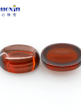 石榴红锆蛋形平底素面裸石 合成立方氧化锆椭圆形蛋面饰品戒面