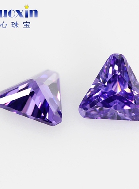 三角形紫蓝色耳钉主石戒面