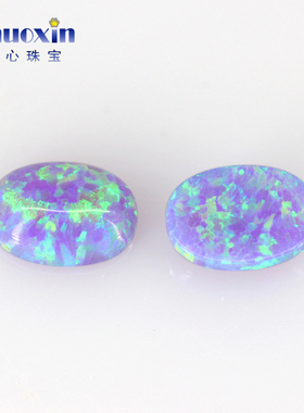 人造澳宝椭圆形宝石紫色 欧泊蛋形平底素面绿彩OPAL镶嵌散珠 OP40