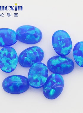 蛋形弧面好火彩人造澳宝裸石 椭圆形平底素面欧泊石OPAL宝石FI01