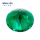 Round Zambian emerald nude stone synthesis color treasure Hydrothermal method laboratory cultivation jewelry inlay ring face