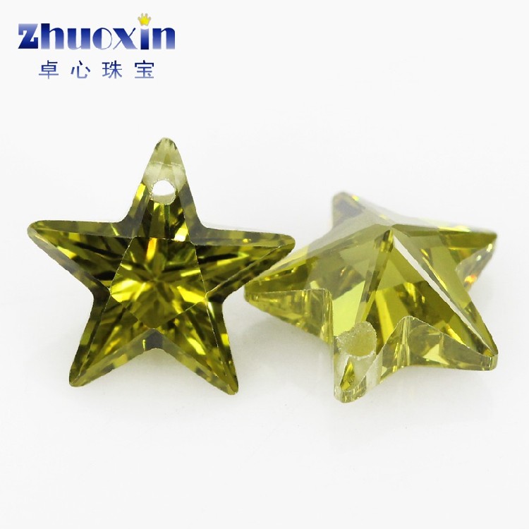 单孔五角星形锆石组合 合成锆石彩色立体尖底裸石耳环吊坠打孔钻,淘宝优惠券,粉丝福利购,淘宝优惠卷