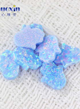 粉蓝色粉红变彩手掌形欧泊人造蛋白石OPAL 澳宝吊坠横穿孔OP26