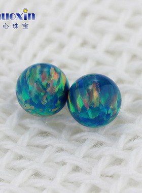 圆珠湖绿色欧泊欧珀裸石 光珠无孔球形珠子合成澳宝OP02