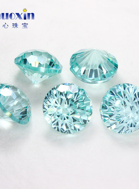 帕拉伊巴绿色烟花切圆形尖底裸石 蓝绿色高碳钻裸钻美甲耳钉镶嵌