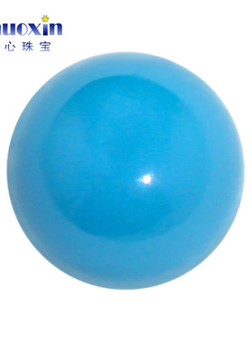 人造蓝松石圆形平底素面裸石戒面钻 光面文玩饰品配石可蜡镶纳米