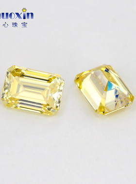 长方倒角车平合成莫桑石彩色组合 祖母绿切宝塔合成碳硅石裸石D色