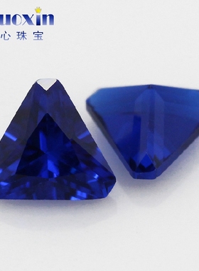 三角形倒角113#蓝尖晶石裸石 合成尖晶兰宝石裸钻戒指戒面主石diy