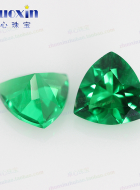 肥三角形纳米绿合成宝石裸石 胖三角耐高温仿补钻戒托石DIY