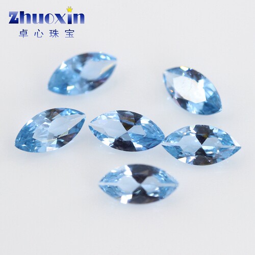 马眼形106#蓝尖晶石裸石钻 叶子形浅蓝色宝石手表吊坠戒指饰品diy - 图1