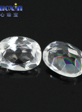 天然白托帕椭圆形白黄玉宝石裸石散珠 蛋形吊坠首饰配石裸钻DIY