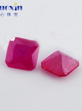 正方倒角5号红宝石裸石戒面沙底 5#红刚玉砂底磨砂底首饰主石DIY