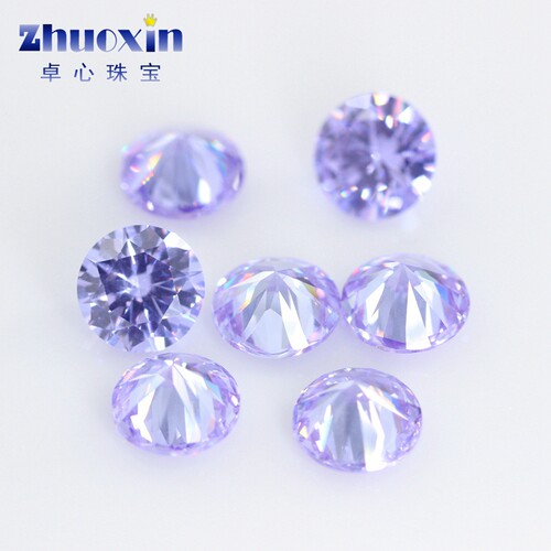 变蓝色立方氧化锆石圆形裸石钻 尖底人造彩色CZ宝石仿钻3~20mm - 图3