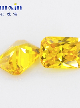 长方倒角车花金黄锆裸石