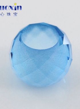 算盘珠子海蓝色玻璃珠蛋形裸石  蛋形刻面桶珠串珠饰手链散珠饰品