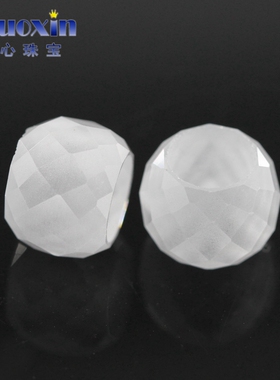 算盘珠子白玉色玻璃蛋形裸石散珠 白玉玻手链项链串饰珠宝饰品