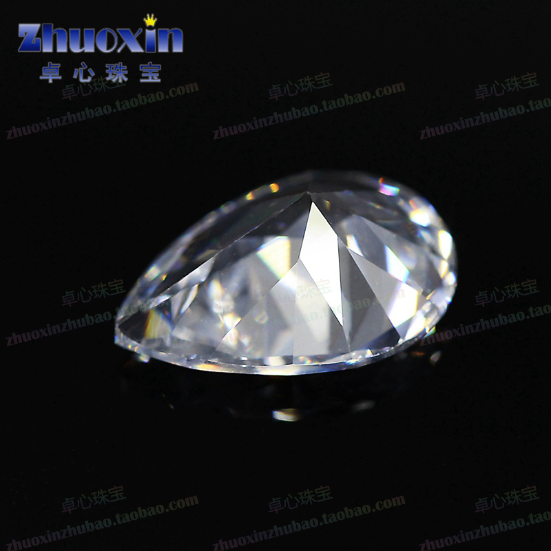 梨形白色锆石裸石戒面 立体水滴形CZ尖底微镶嵌水晶仿钻饰品DIY,淘宝优惠券,粉丝福利购,淘宝优惠卷