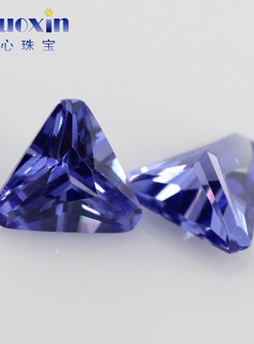 三角形倒角坦桑蓝宝石 坦桑锆裸石原石戒面5A 人造CZ戒指裸钻珠宝