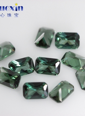 长方形倒角152#绿尖晶石裸石钻 小八角合成宝石镶嵌戒指主石配件
