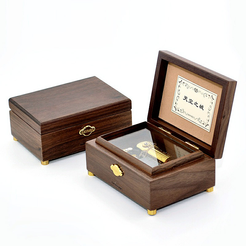 30音摇篮曲木质刻字胡桃木雷曼士音乐盒八音盒创意送男女情人礼物