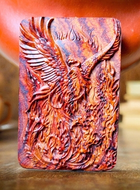 海南黄花梨丹凤朝阳吊坠凤凰项链手机挂件钥匙扣增运招财护身符