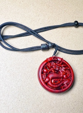 紫檀木盘龙戏珠项链红木龙牌毛衣链生肖龙吊坠挂饰小挂件男女订制