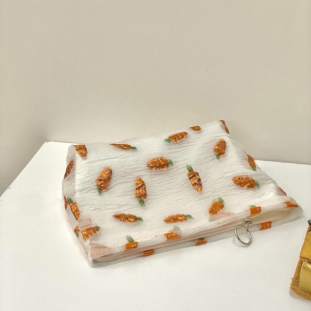 白色小清新半透明郁金香花化妆包大容量水乳刷整理便携洗漱收纳包 - 图1