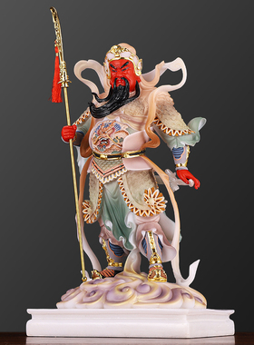 正品汉白玉伽蓝韦陀佛像摆件供奉