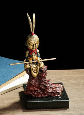 斗战胜佛纯黄铜齐天大圣孙悟空卡通公仔美猴王桌面装饰摆件工艺品