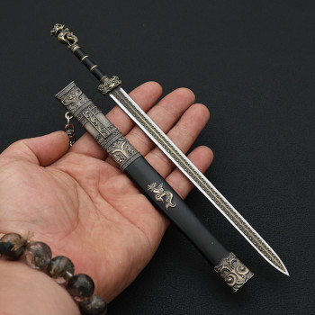 Ancient Warring States Sword Weapon Cold Weapon Model Windlass Sword Qin Shihuang Alloy Weapon Metal Ornament Toy 22cm