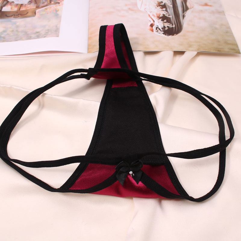 新款丁字裤女性感纯色奢华缎面黑色边条大码欧美短裤弹力绳,淘宝优惠券,粉丝福利购,淘宝优惠卷