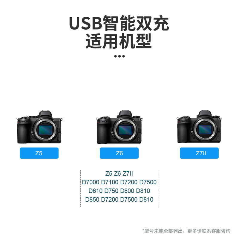 USB双卡座充电器en-el15适用于nikon尼康Z6 Z5 D7200 D7100 D7000 - 图0