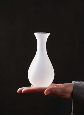 磨砂玻璃花瓶小号禅意花道生活美学摆件日式茶室茶席插花琉璃花器