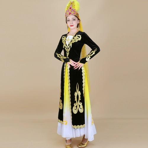 Синьцзян танцевальный исполнение одежда Женская служба исполнительской службы Victoria Dance Arts Exammination выращивает толстый жилет национального стиля Chapan