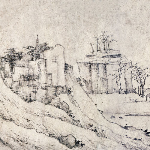 清 弘仁 晓江风便图卷复古风景水墨国画高清微喷复制书画装饰 - 图0